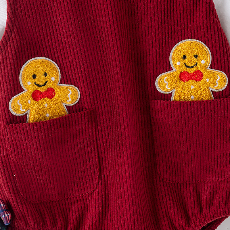 Gingerbread & Santa Corduroy Set – Baby Holiday Romper Outfit