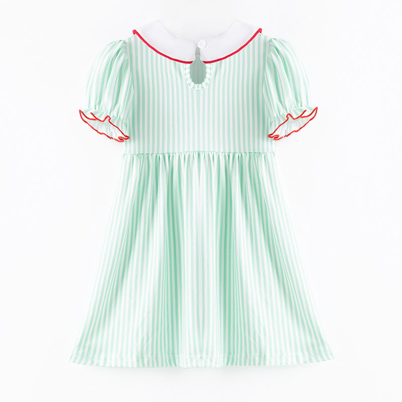Christmas Kids Smocked Outfit Set – Santa Embroidery Green Sibling Collection