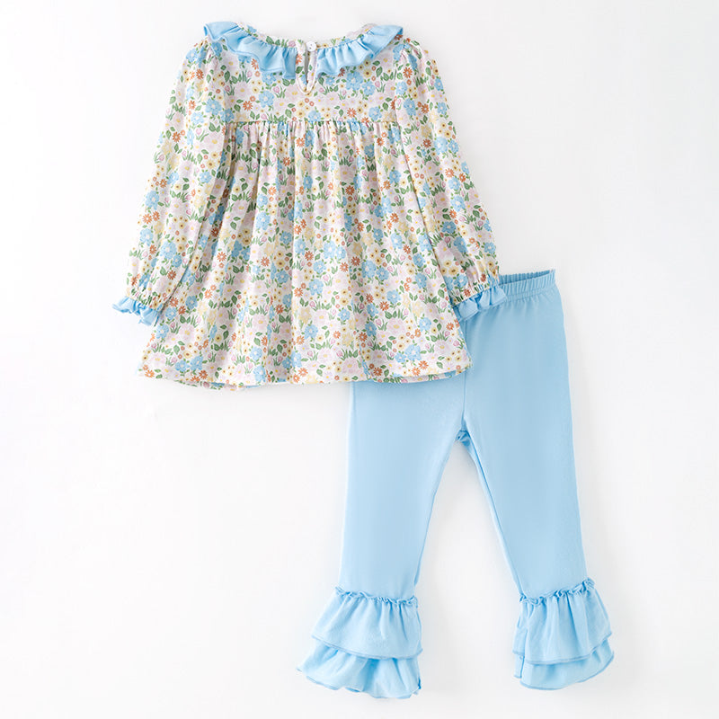 Thanksgiving Girls Smocked Outfit Set – Turkey Floral Embroidery Sibling Collection