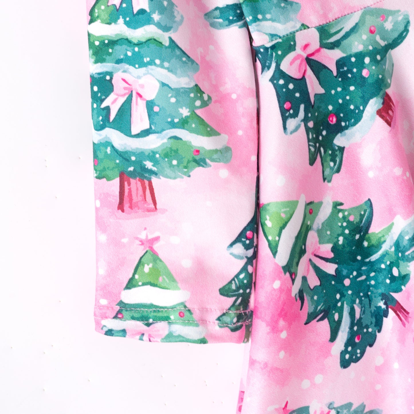 Girls Christmas Pink Bow Christmas Tree Long Sleeves Dress