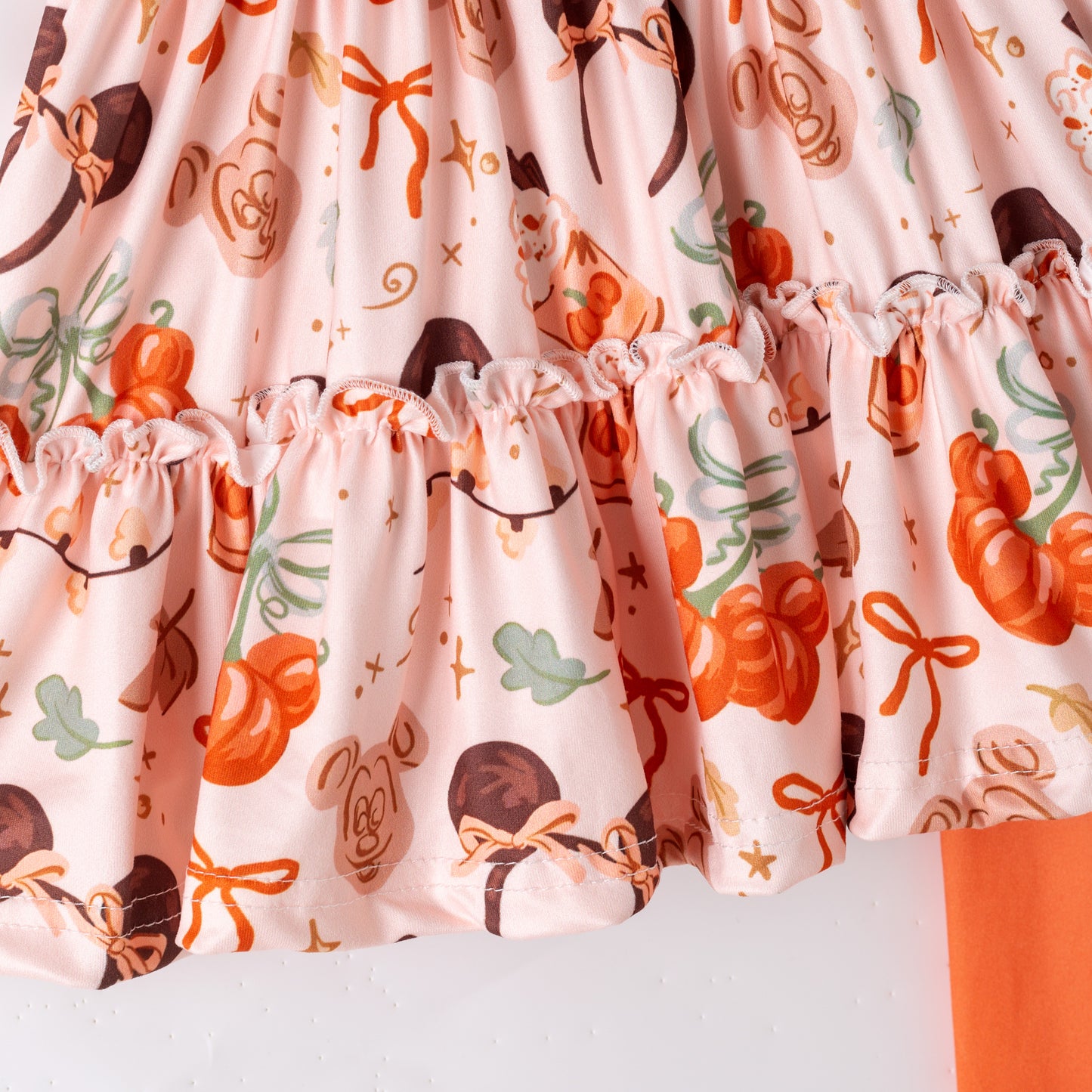 Girls Fall Halloween Pumpkin Cartoon Print Ruffled Pant Set