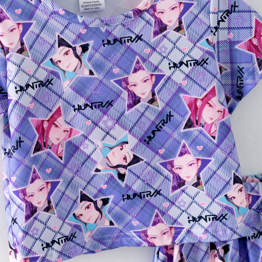 Girls K-POP DEMON HUNTER Printed Athletic Skirt Set