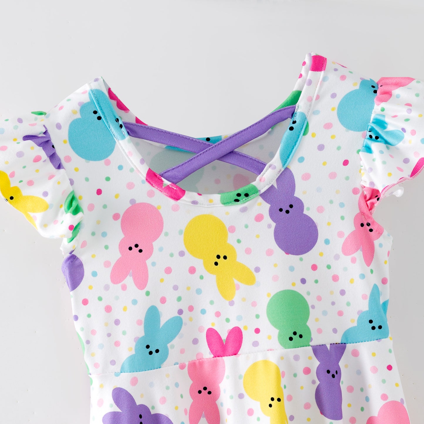 Easter Colorful Bunny Printed Sleeveless Twirl Dress