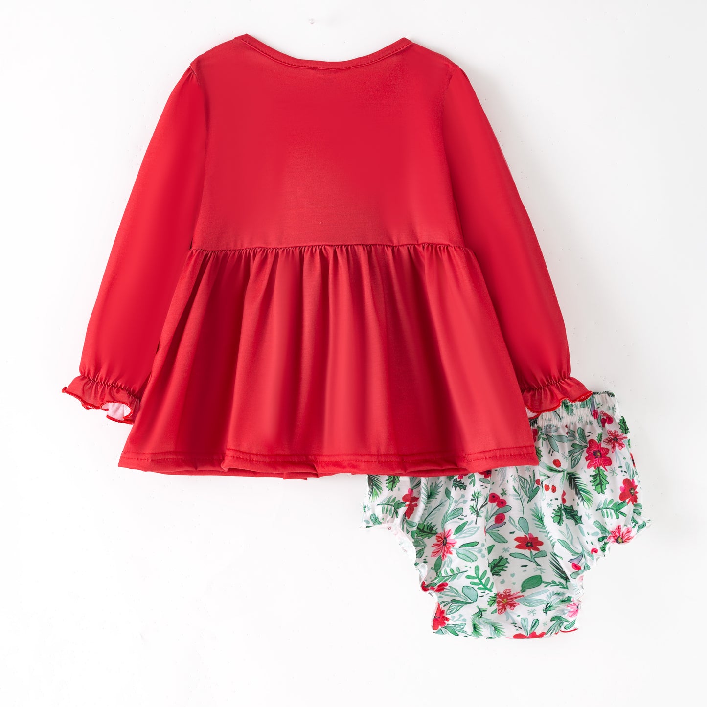 Girls Christmas Grinch Embroidery Applique Romper Set