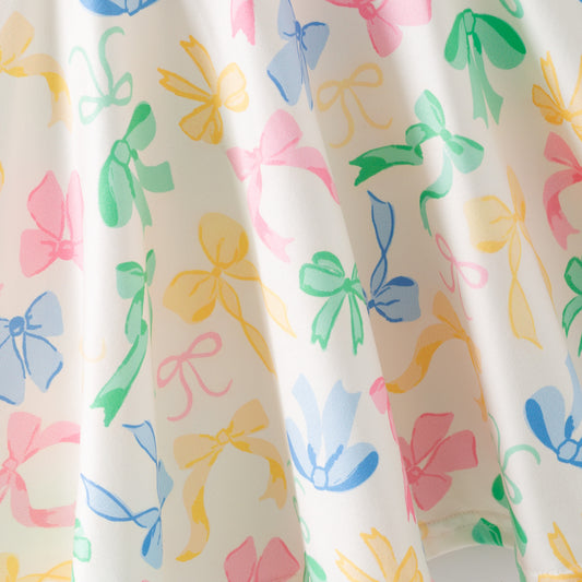 Summer Colorful Bow Printed Sleeveless Twirl Dress