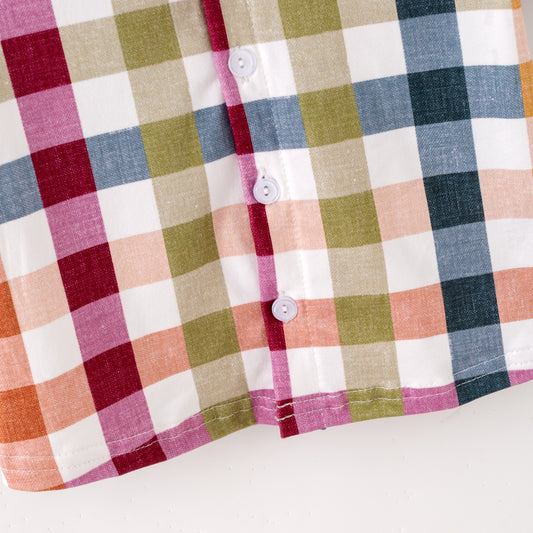 Fall Thanksgiving Plaid Boys' Short Sleeves Shirt