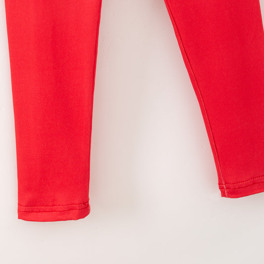 Girls Christmas Winter Red Green Bow Pocket Pant+Top Set