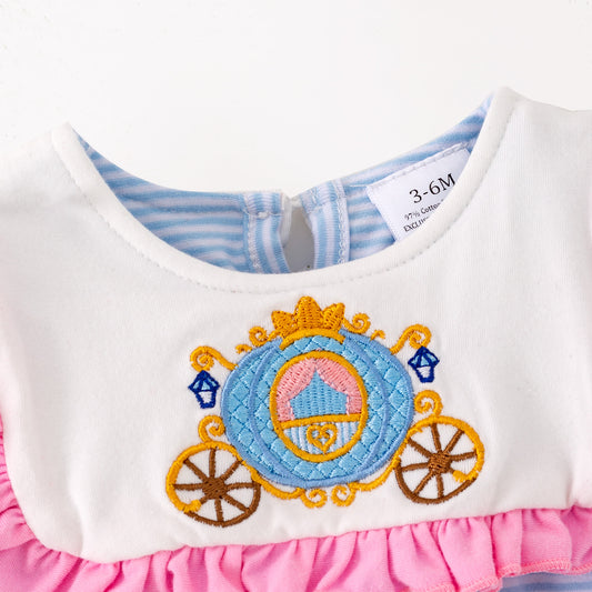 Baby Girls Thanksgiving Day Pumpkin Carriage Embroidery Romper