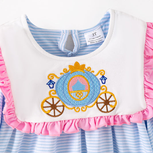 Girls Thanksgiving Day Pumpkin Carriage Embroidery Pant Set