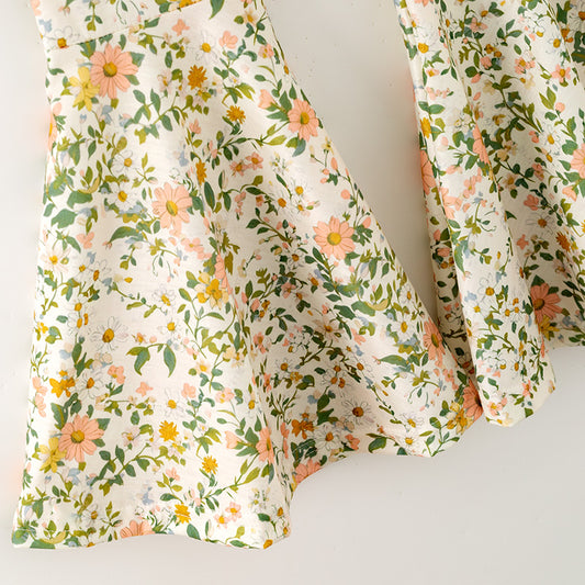 Girls Fall "GOD IS GOOD" Embroidery Green Floral Bell Pant Set