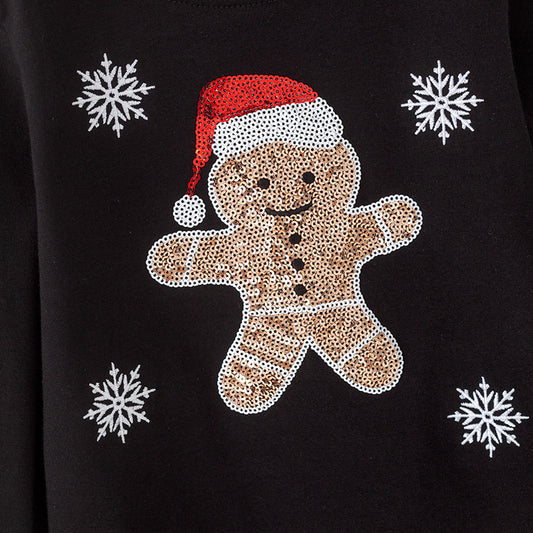 Sequin Skirt Outfit – Gingerbread Man Embroidered Christmas Set