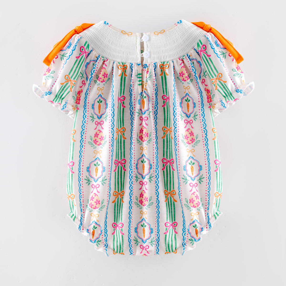 Easter Carrot Smocked Embroidery Collection – Orange Floral Bows | New Arrival