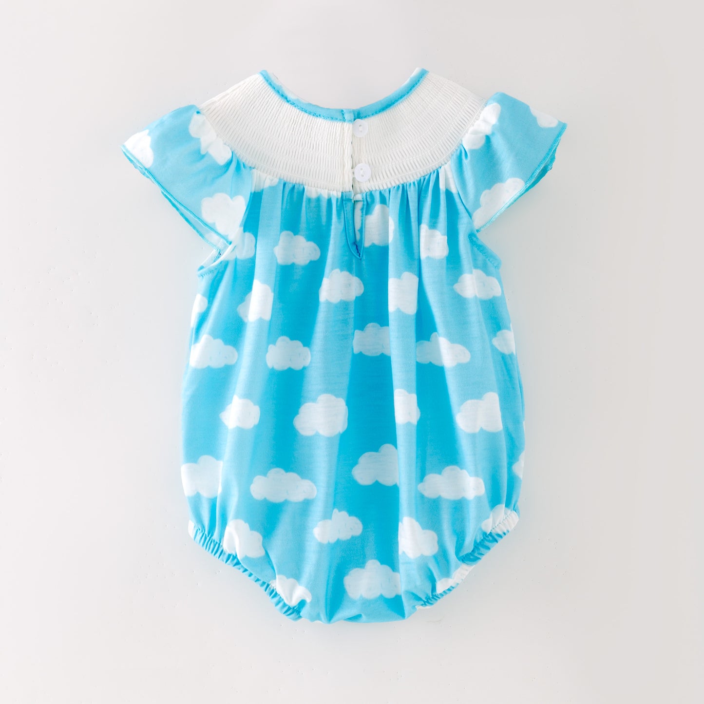 Kids Blue Cloud Cartoon Embroidery Smocked Sibling Clothes Collection