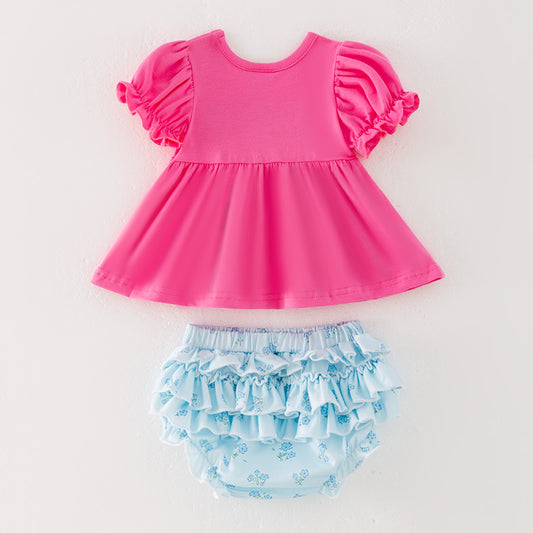 Baby Girls Summer Bow Embroidered Romper Set