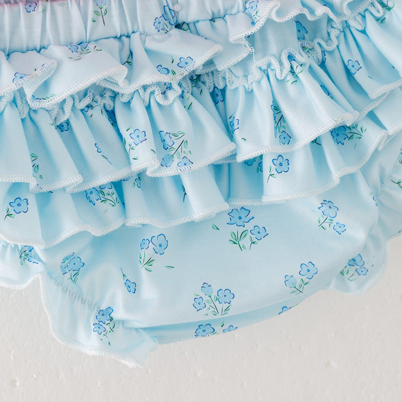 Baby Girls Summer Bow Embroidered Romper Set