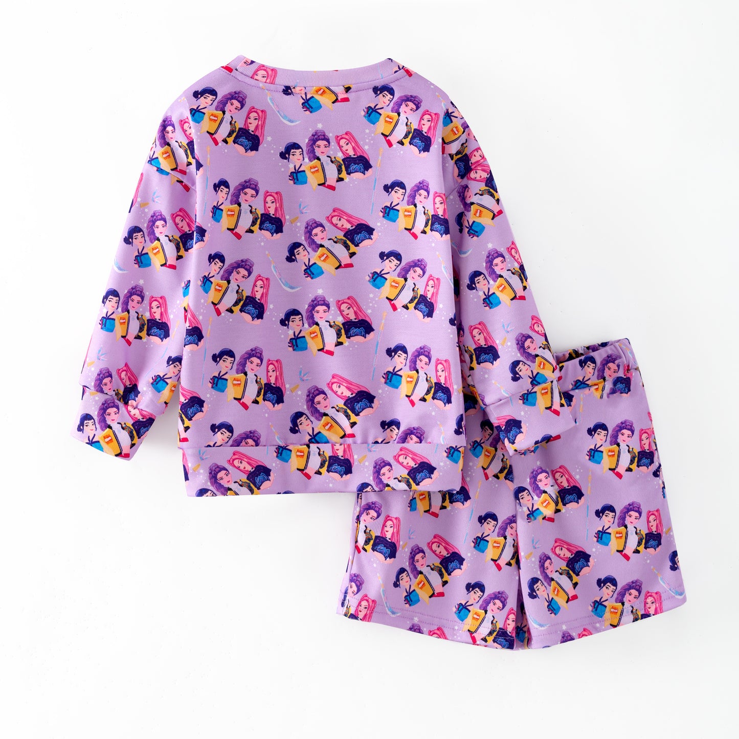 2026 Girls Summer Kpop Demon Hunter Sweatshirt Short Set