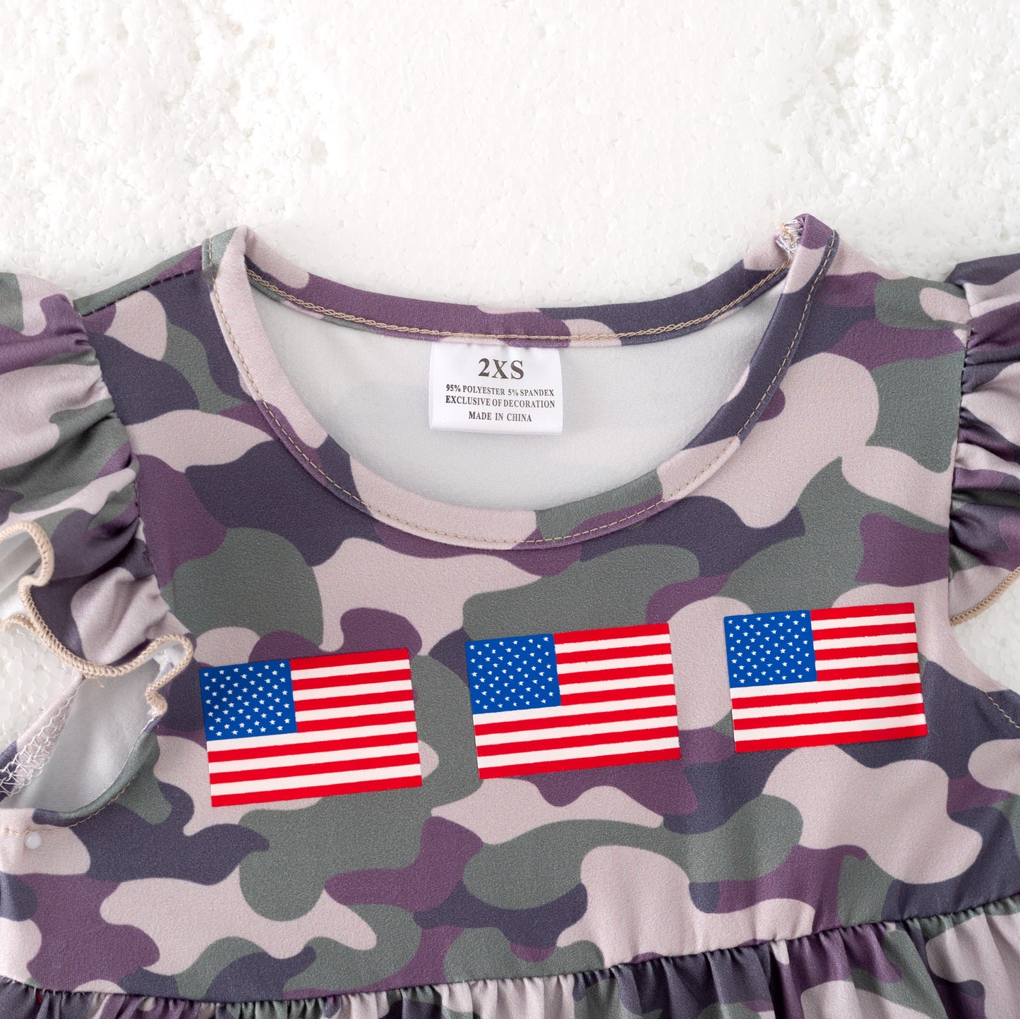 Girls 4th Of July Camo USA Flag Red Short Set