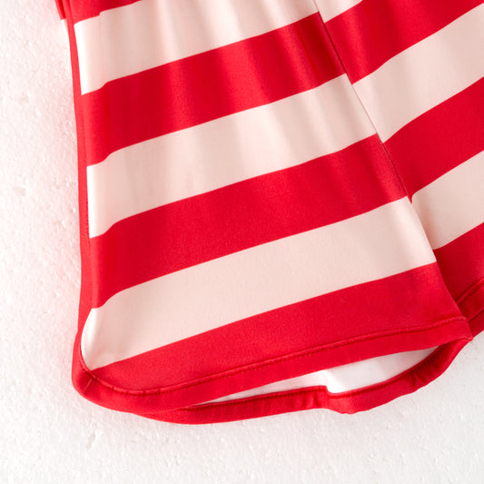 Girls 4th Of July Red Stripes Navy Star Jumpsuit