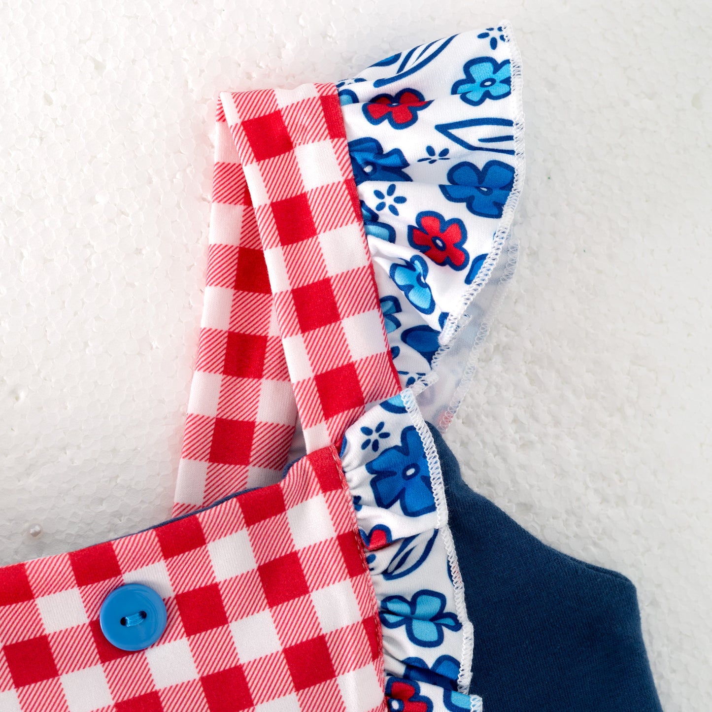 Girls 4th Of July Blue Red Independence Print Dress