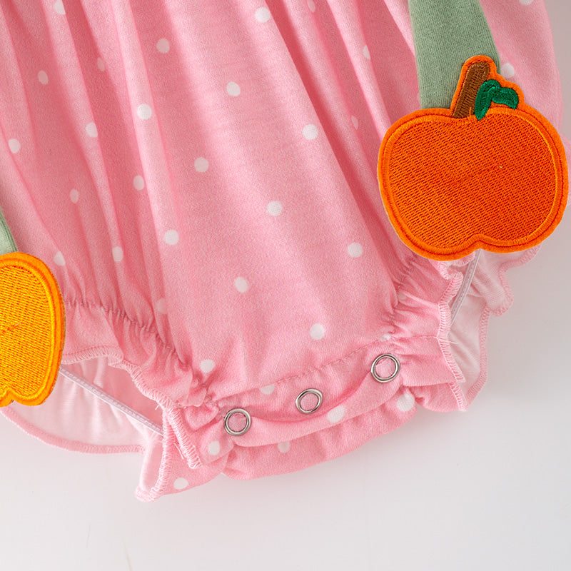 Baby Girls Halloween Fall Pumpkin Embroidery Smock Pink Bubbles