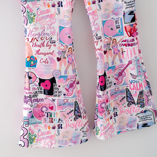 Girls Fall Taylor Swift Black Pink Bow Bell Pant Set
