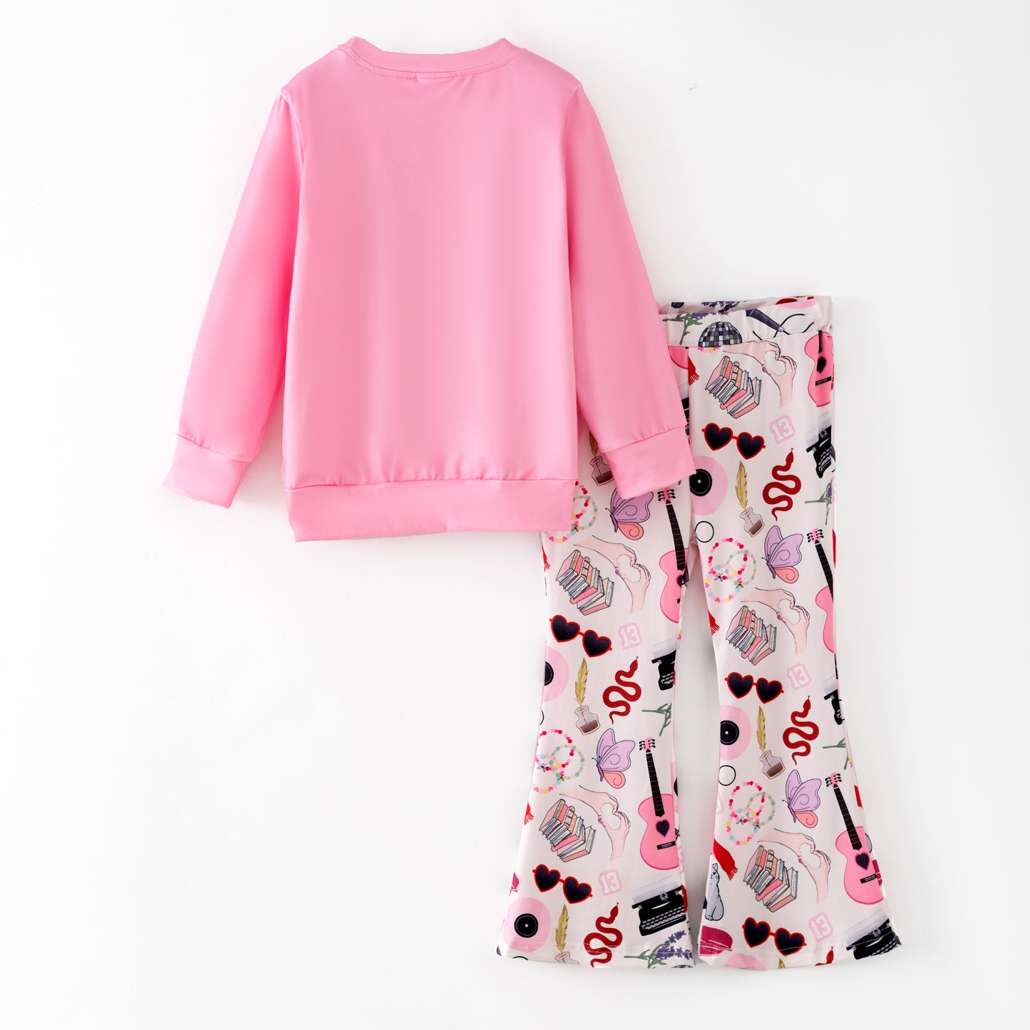 Girls Fall Winter Taylor Swift Pink Long Sleeves Pant Set