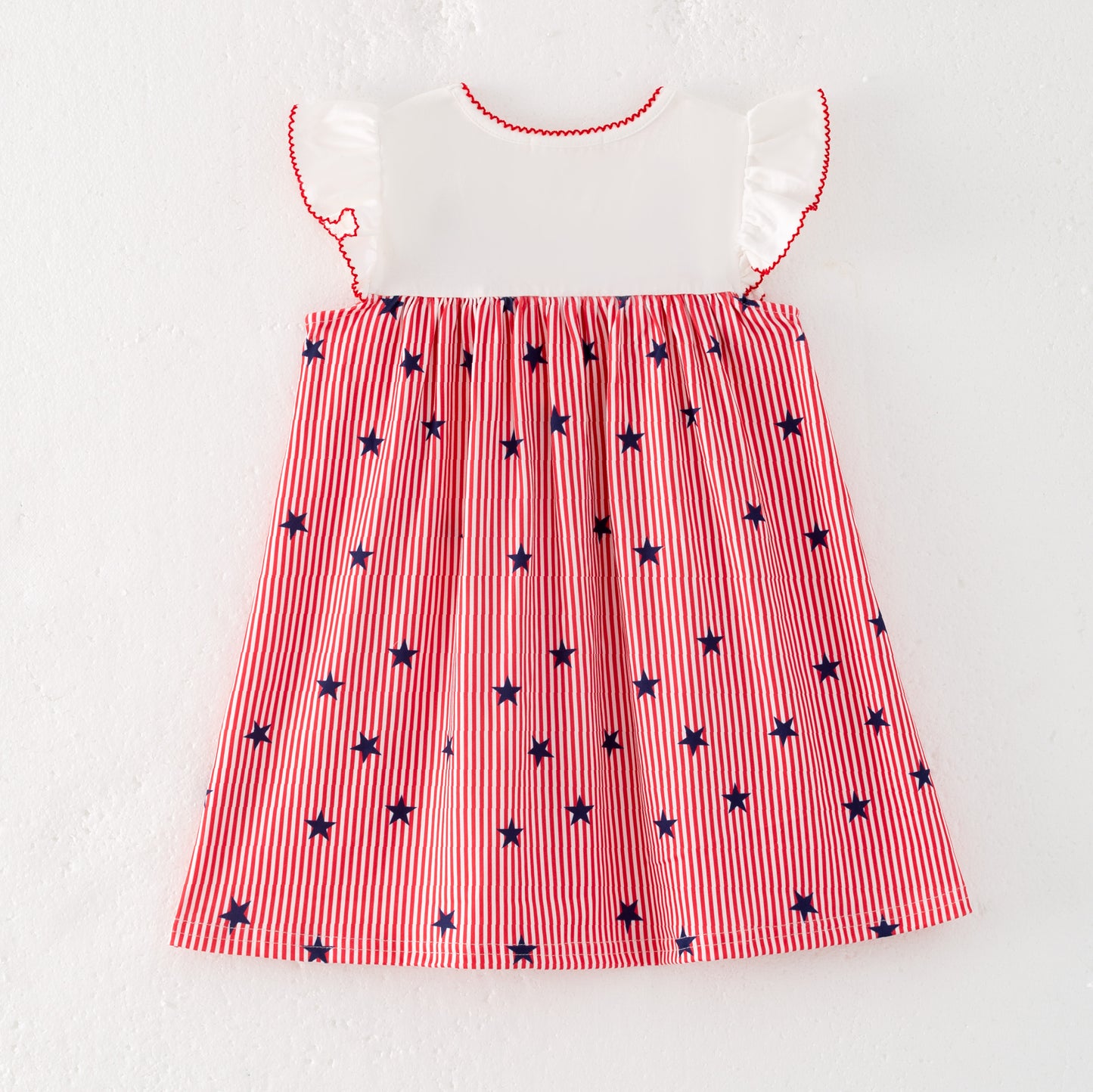 Girls July 4th Patriotic USA Chenille Applique Dress