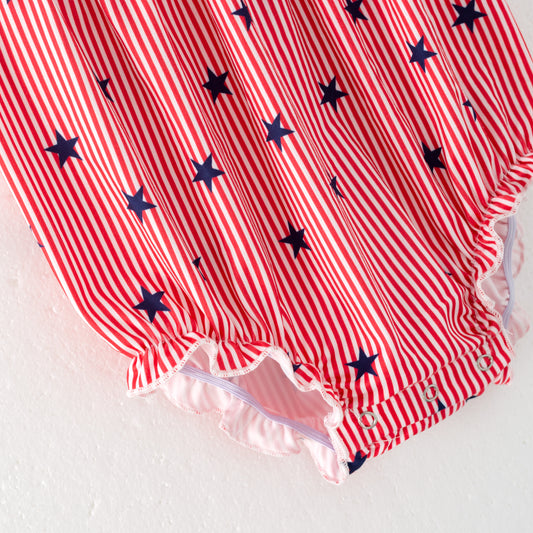 Baby Girls July 4th Patriotic USA Chenille Applique Romper