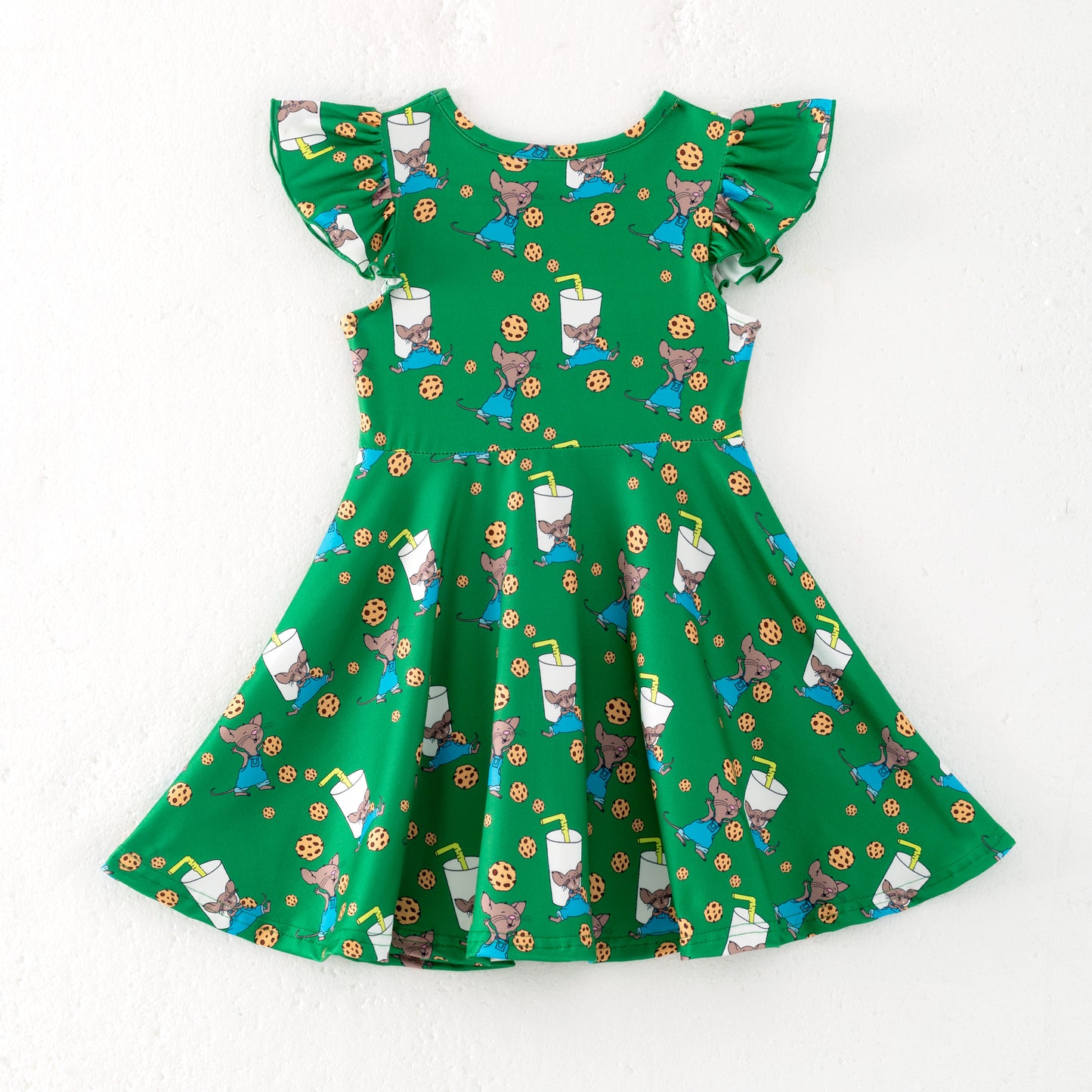 Girls Summer Dog Cookies Print Milk Silk Dress