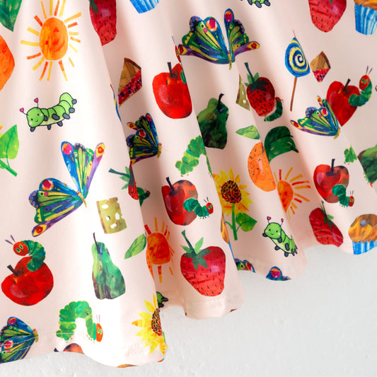 Girls Summer Apple Sunflower Print Milk Silk Dress