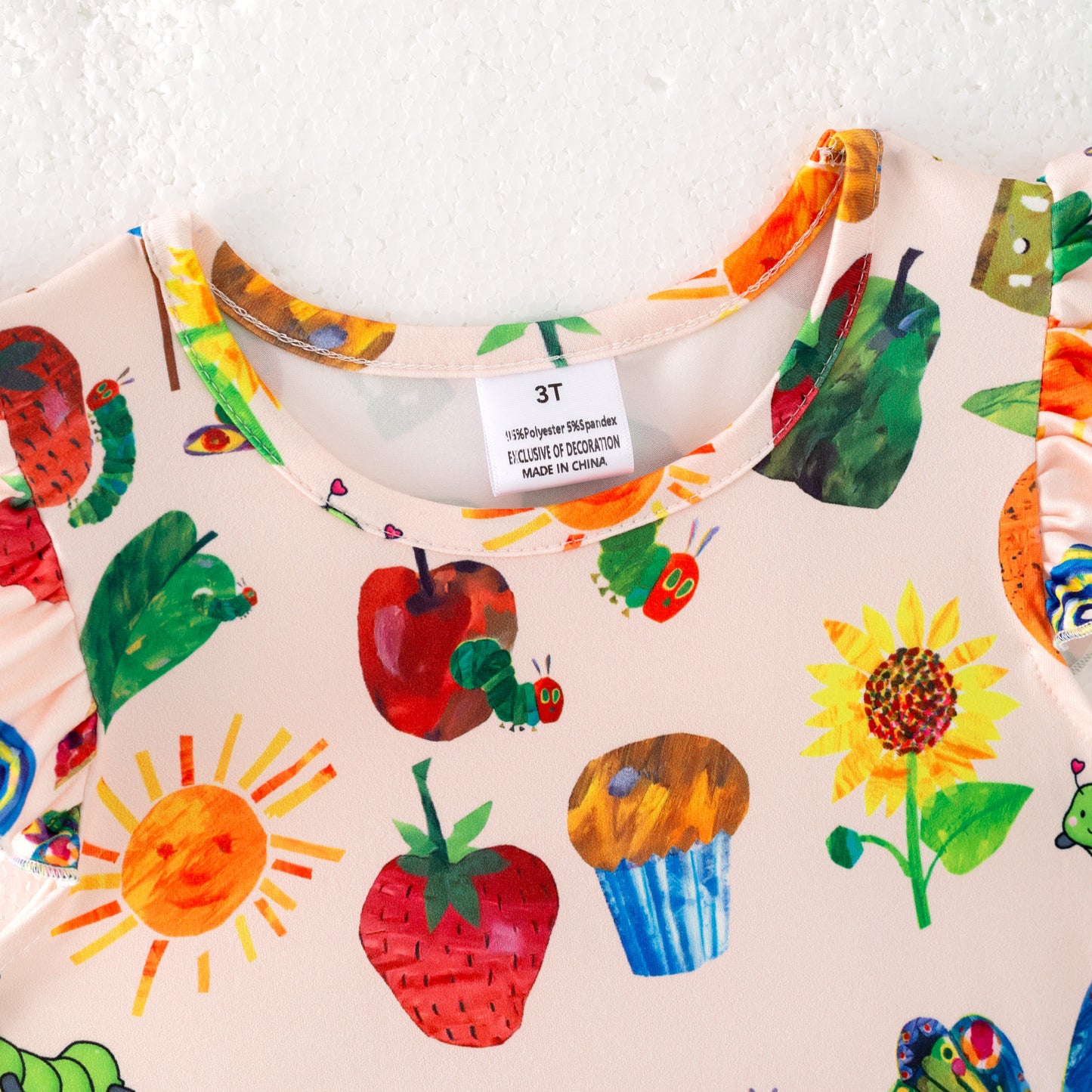 Girls Summer Apple Sunflower Print Milk Silk Dress