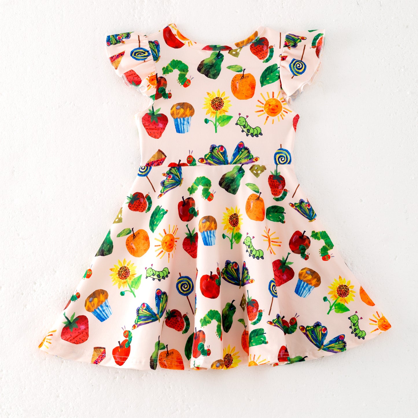 Girls Summer Apple Sunflower Print Milk Silk Dress