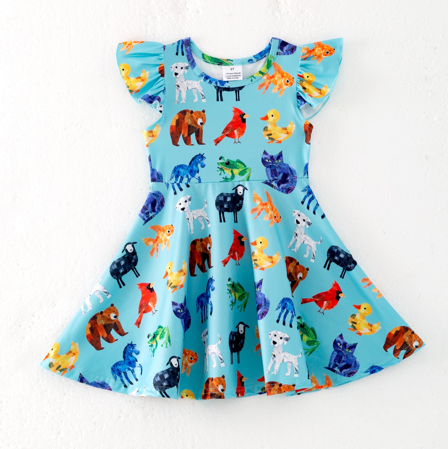Girls Summer Animals Print Milk Silk Dress