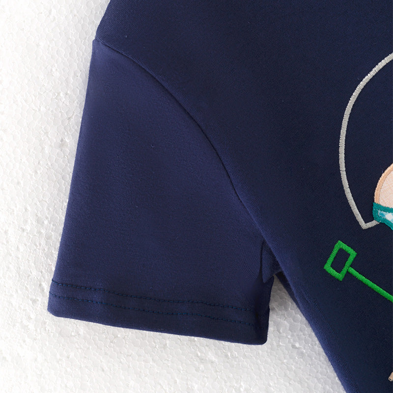 Boys Summer Sea Beach Embroidered Cotton Short Set