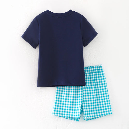 Boys Summer Sea Beach Embroidered Cotton Short Set