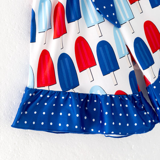 Girls July 4h Red Blue Popsicle Jumpsuit