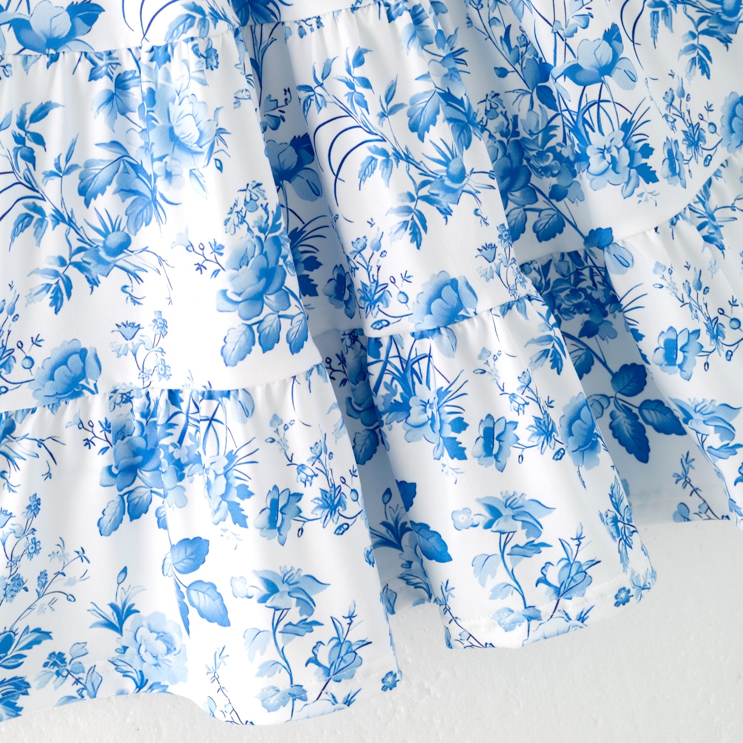 Girls Summer Blue Floral Milk Silk Soft Dress