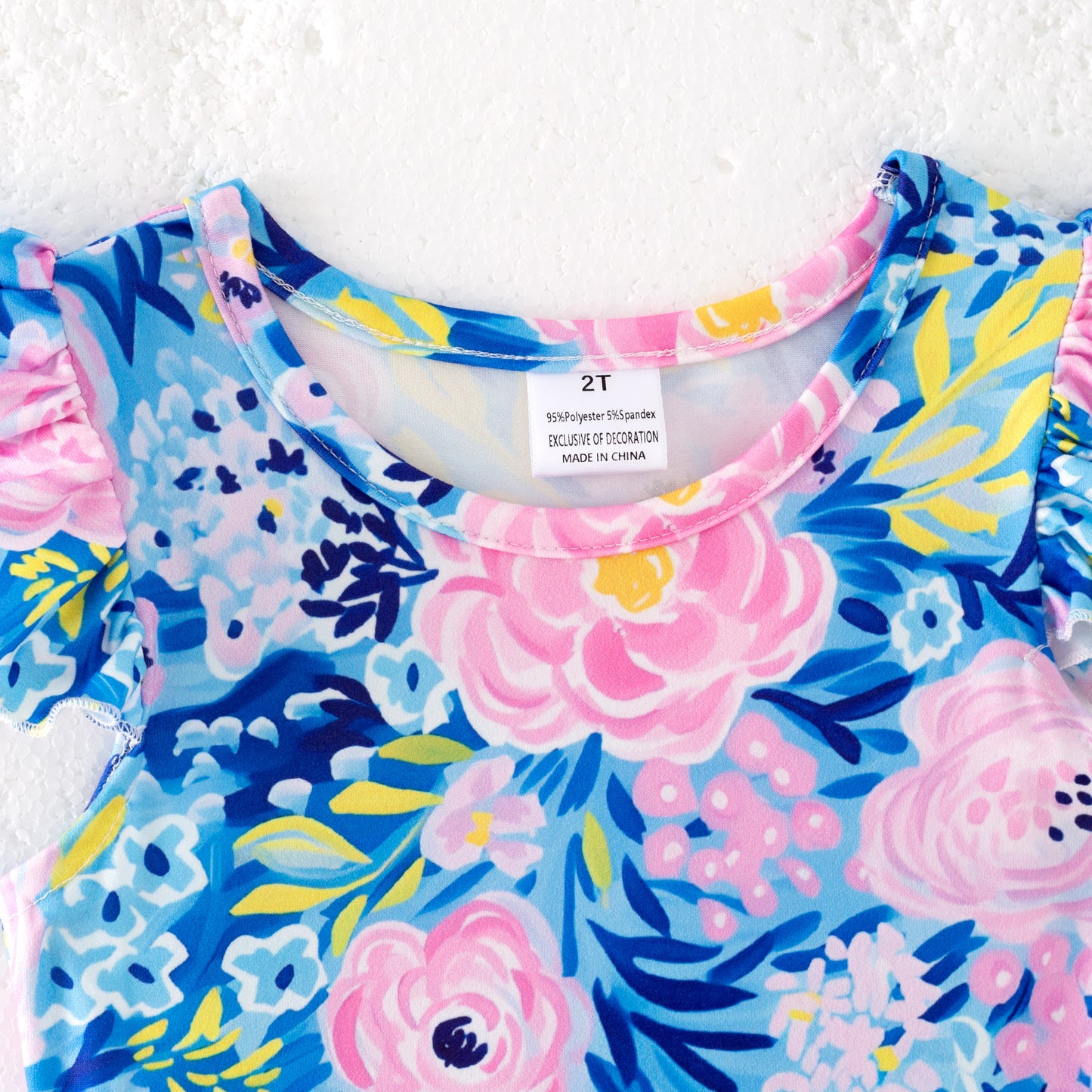 Girls Summer Blue Pink Floral Milk Silk Soft Dress