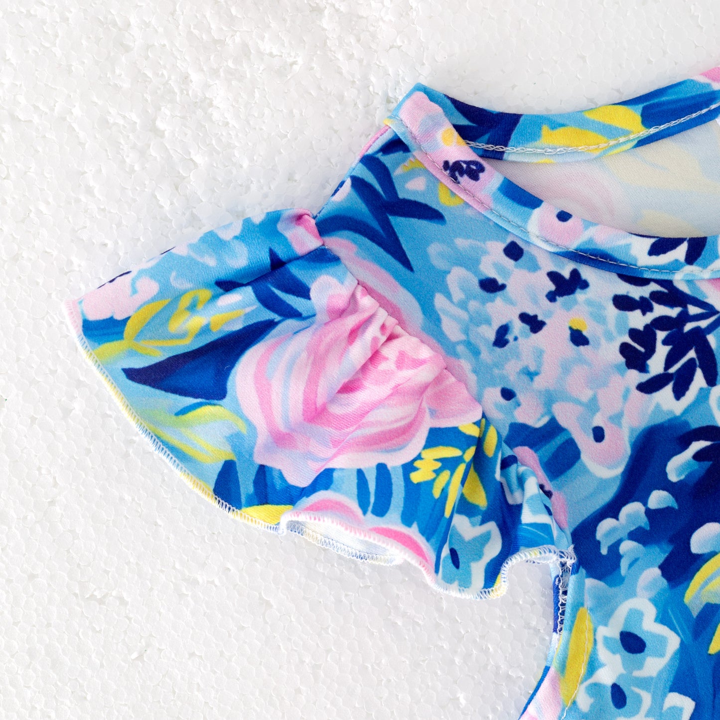 Girls Summer Blue Pink Floral Milk Silk Soft Dress