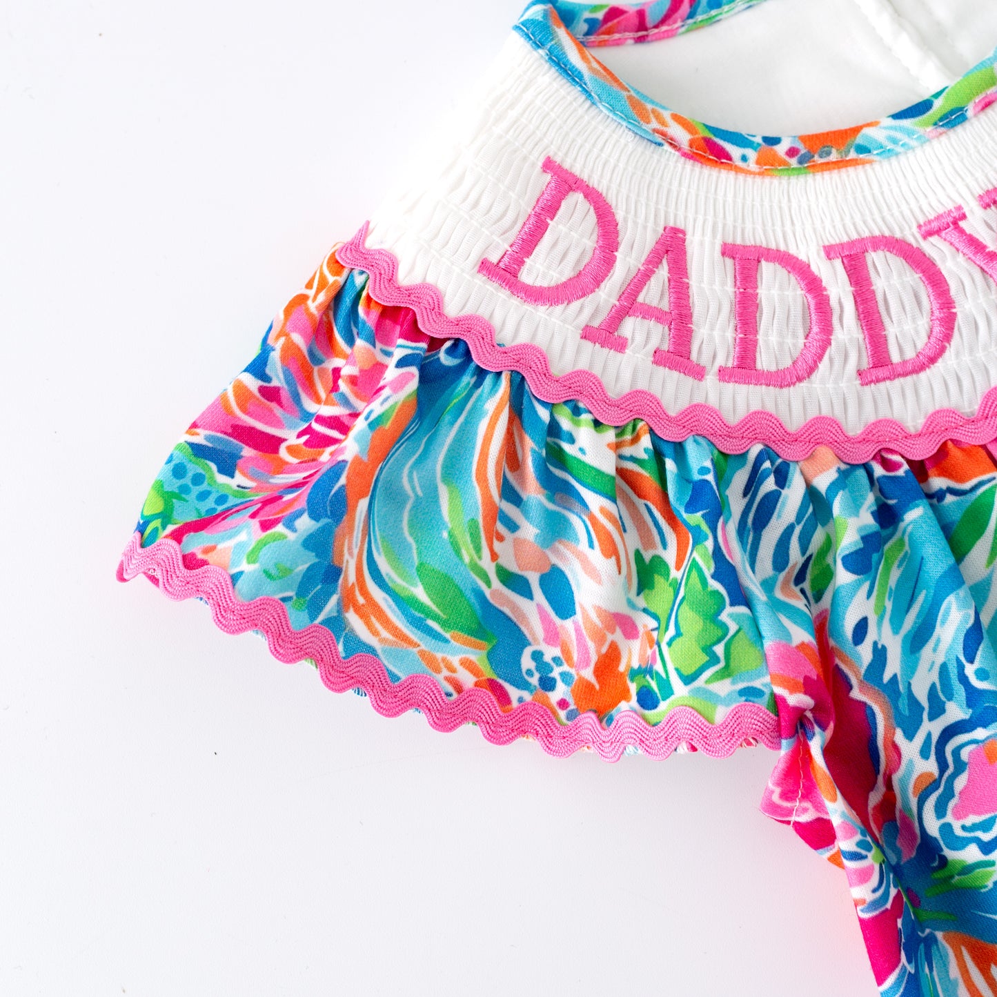 Baby Girls "DADDY'S GIRL"Smocked Embroidered Floral Bubbles