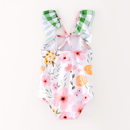 Girls Summer Beach Swimming Pool Floral Print Swimwear