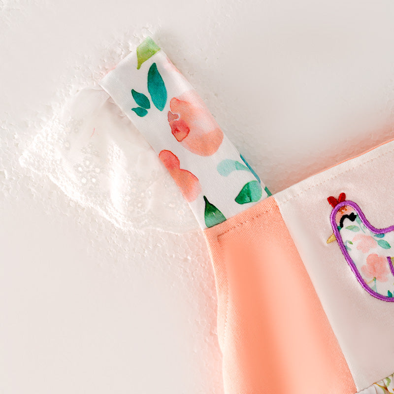 Baby Girls Purple Coral Floral Chick Embroidered Romper