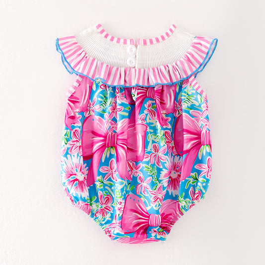 Baby Kids Father's Day "I LOVE DAD" Smocked Embroidered Romper