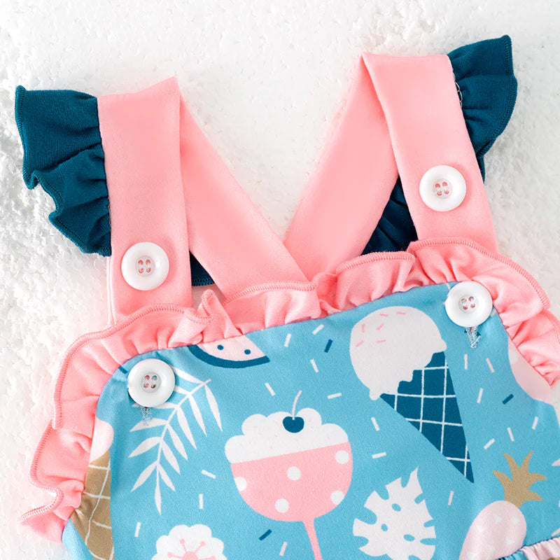 Baby Kids Summer Print Pocket Bubble Romper