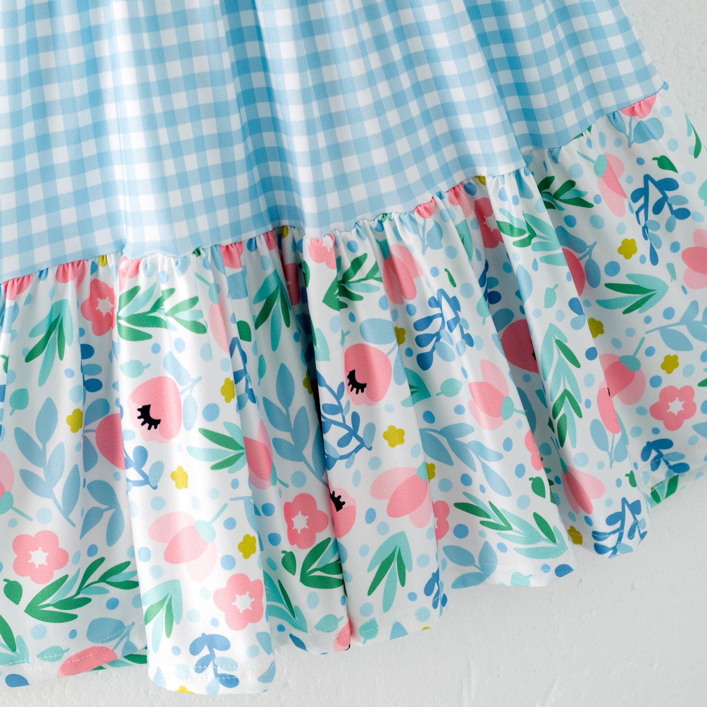 Mommy and Me Floral Plaid Patchwork Slip Dress