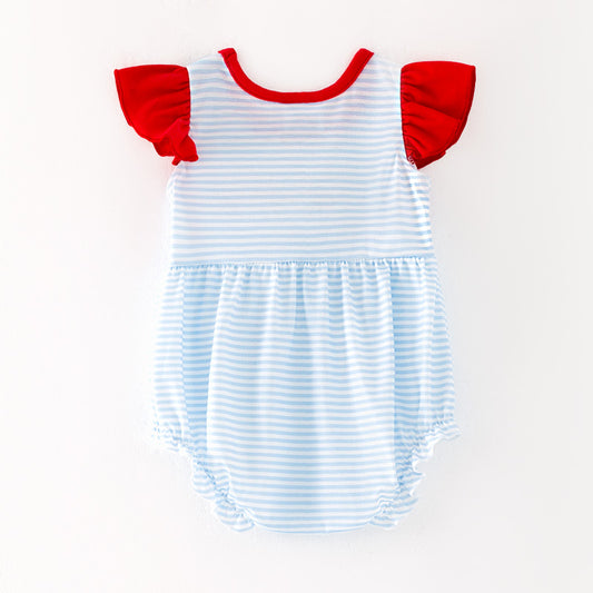 Baby 4th Of July Bow Flag Embroidered Romper