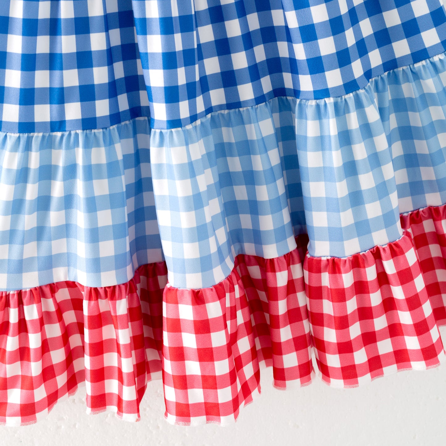 Girls Summer July 4th Red Blue Plaid Patchwork Dress