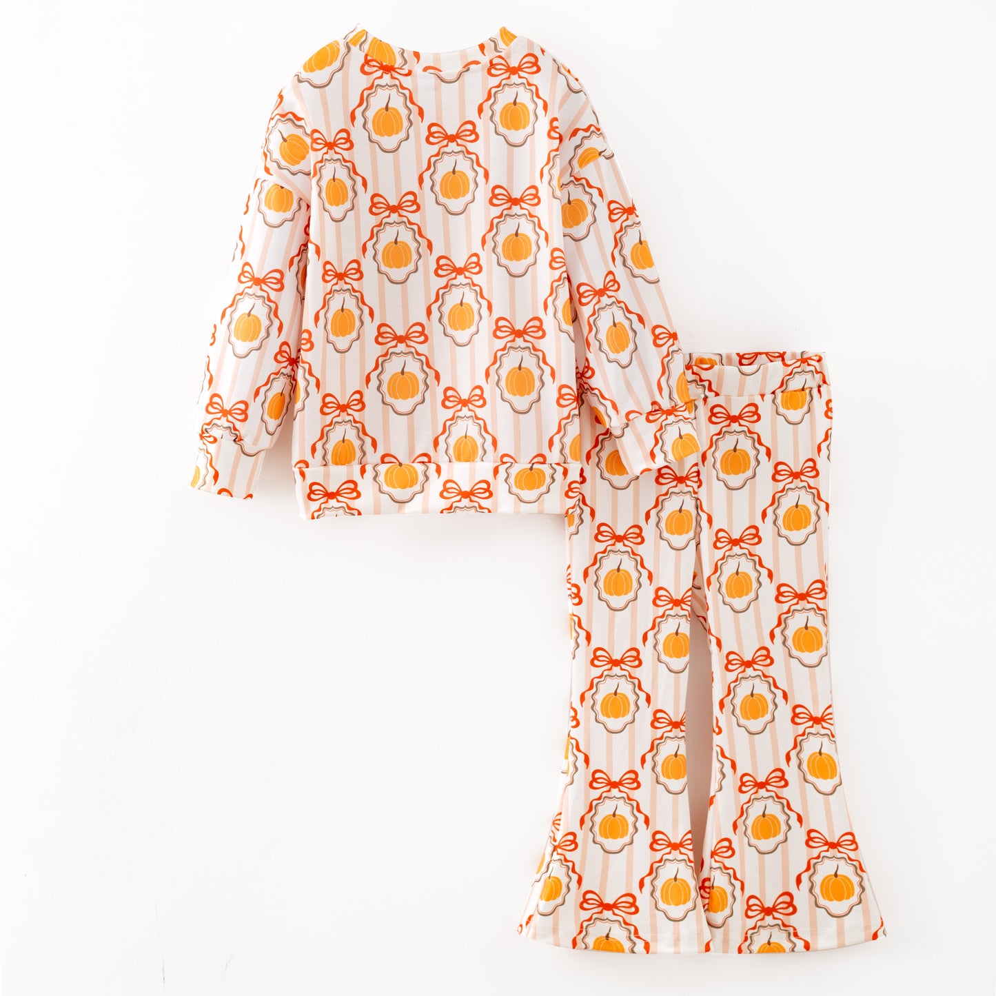 Girls Fall Thanksgiving Pumpkin Thanksful Print Pant Set