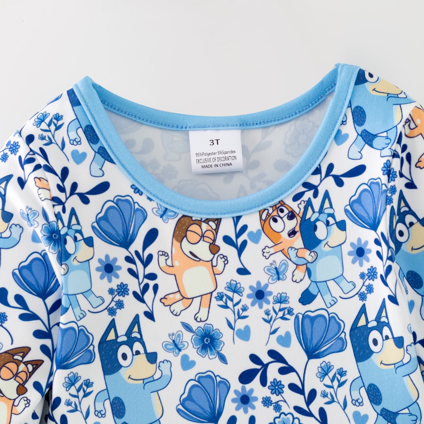 Girls Fall Bluey Cartoon Pocket Long Sleeves Twirl Dress