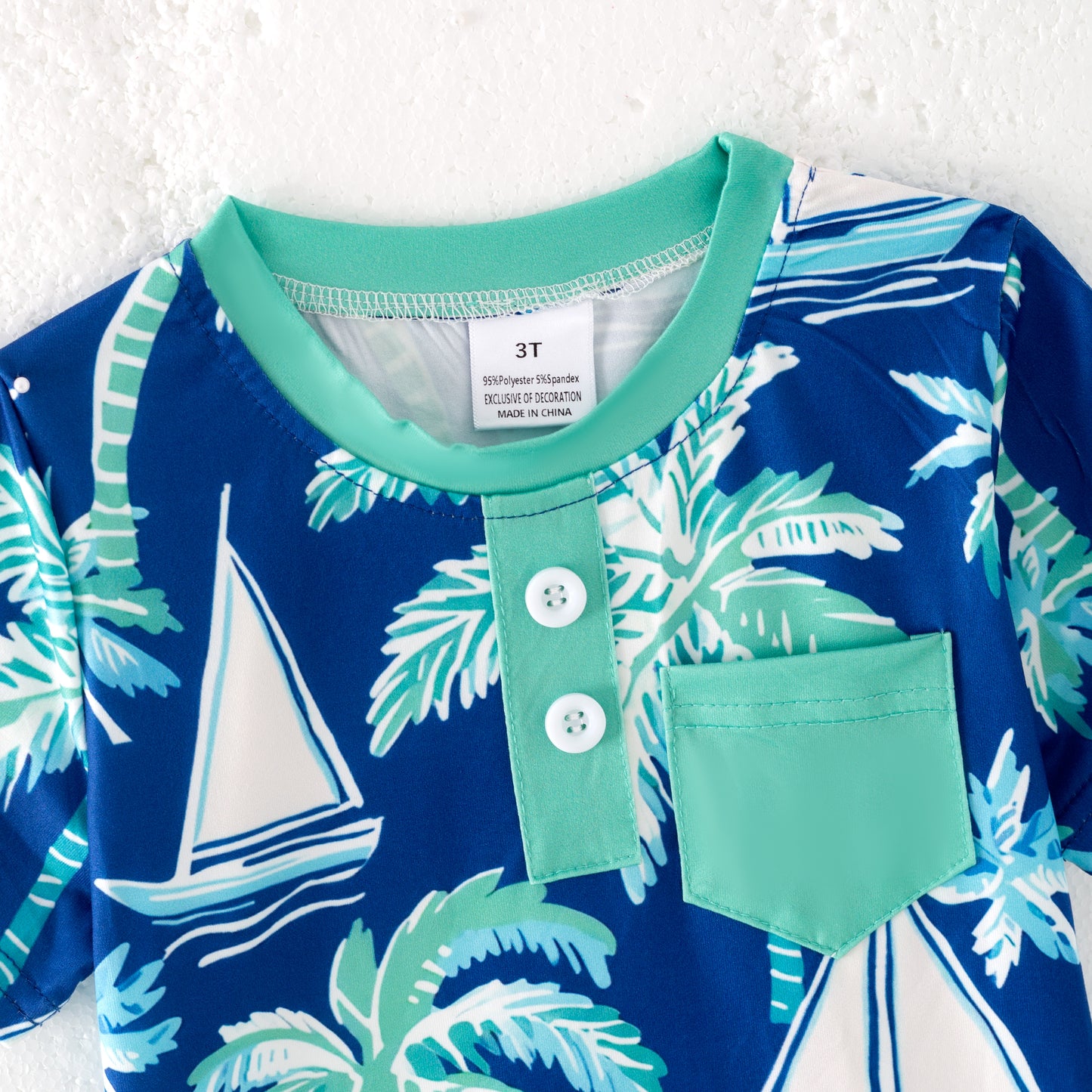 Boys Summer Fish Dinosour Goose Tree Print Pocket Shirt